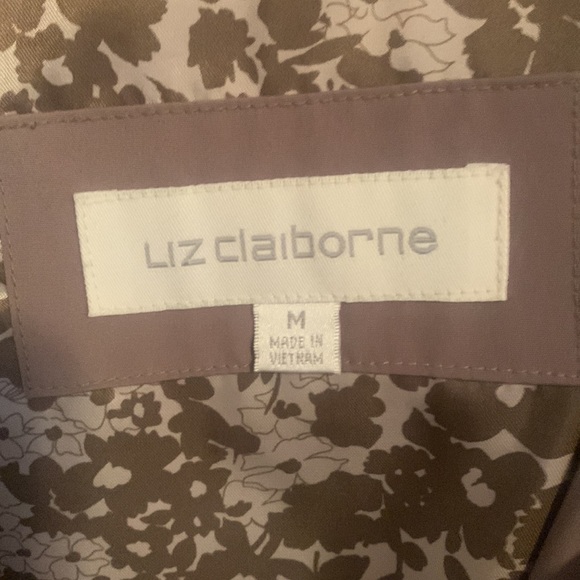 Liz Claiborne Mid Length Tan & Brown Raincoat w/ Detachable Hood Women’s Size M - Picture 6 of 10